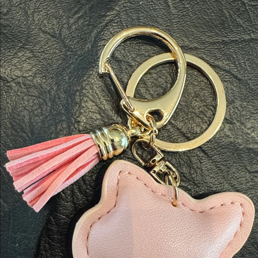 Cat Keychain with Pink w/Gold Accents, NEW
